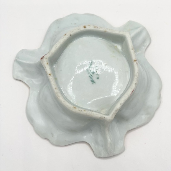 VTG Nippon HandPainted Ashtray Gold Floral 8" Porcelain Dish Japan 5.25” - Picture 2 of 2